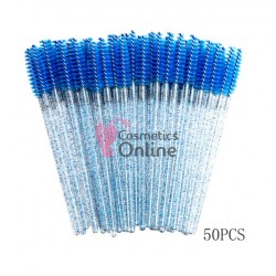 Periute Mascara pentru extensii gene false, 50 bucati PMS002 Albastru cu sclipici